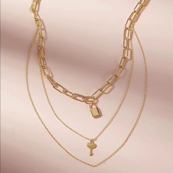• Candice • Lock + Key Layered Necklace - Picture 2 of 4